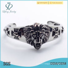 Silver 316L stainless steel Men's Cross skull PUNK gothic lion king party band charm bangle bracelet GIFT